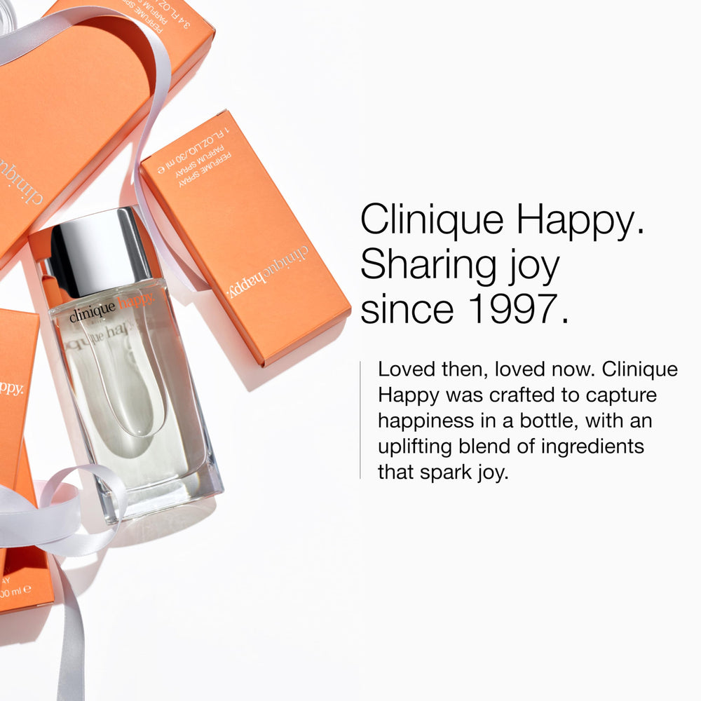 Clinique Happy travel-size bottle ideal for on-the-go spritzes.