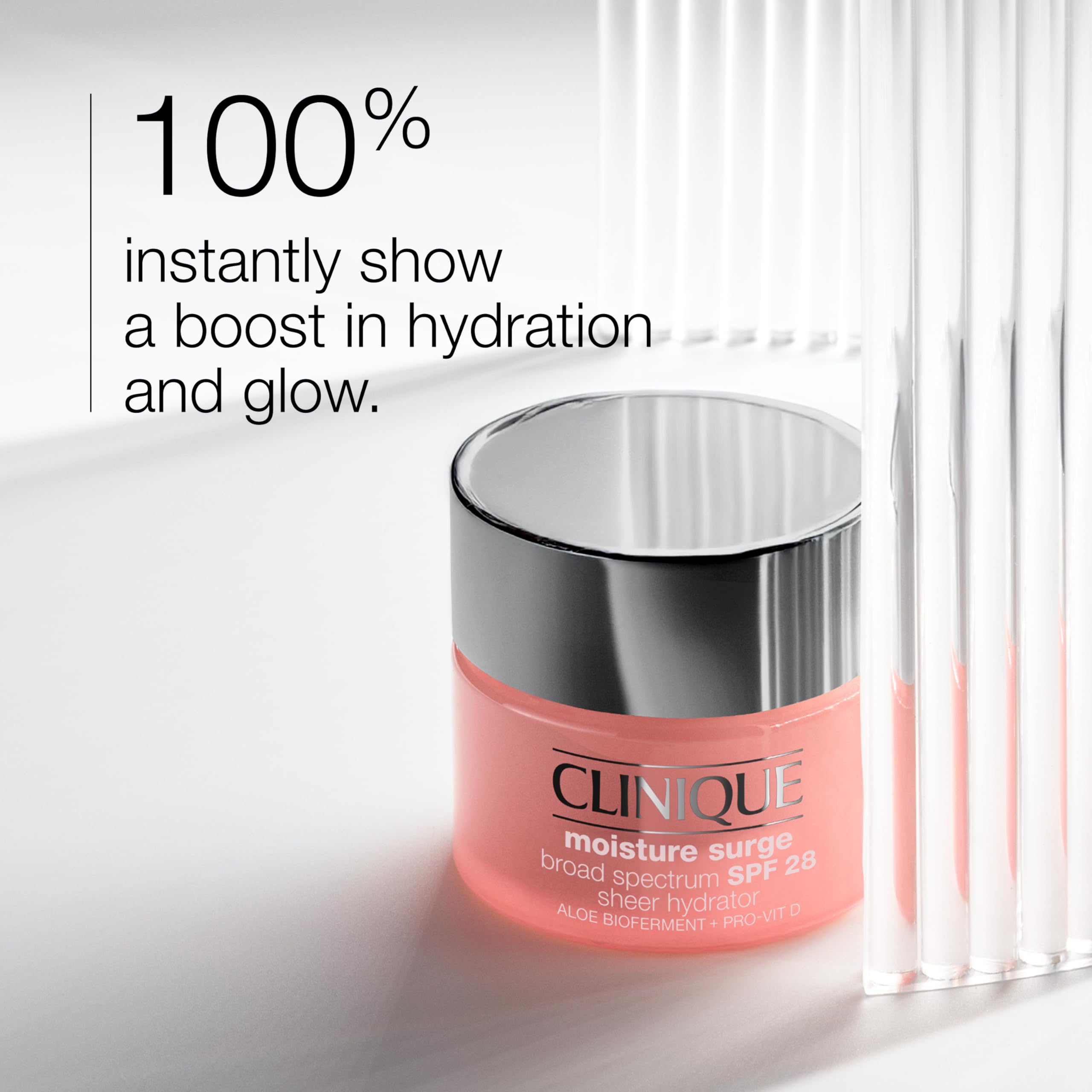 Clinique Moisture Surge SPF 28 sheer on skin blend; natural-looking finish