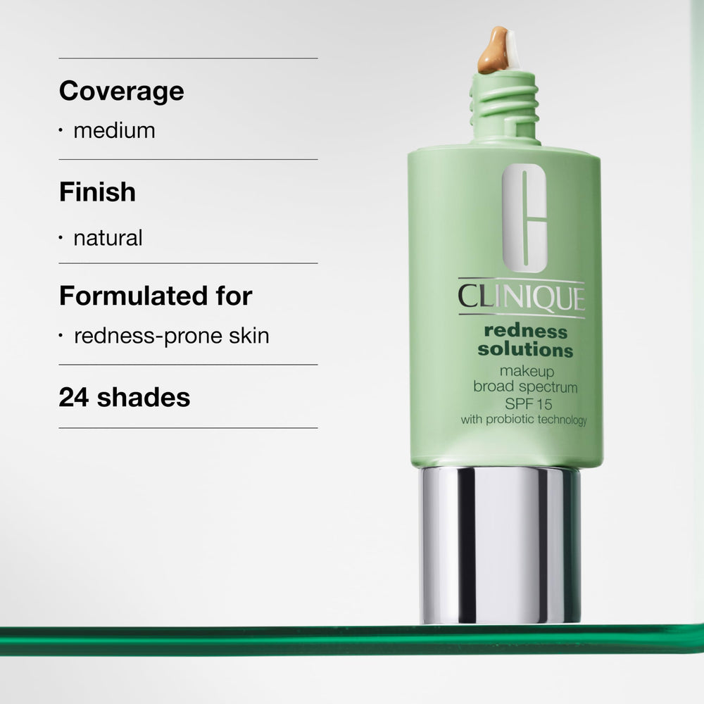 Clinique Redness Solutions natural finish shown on skin with balanced glow