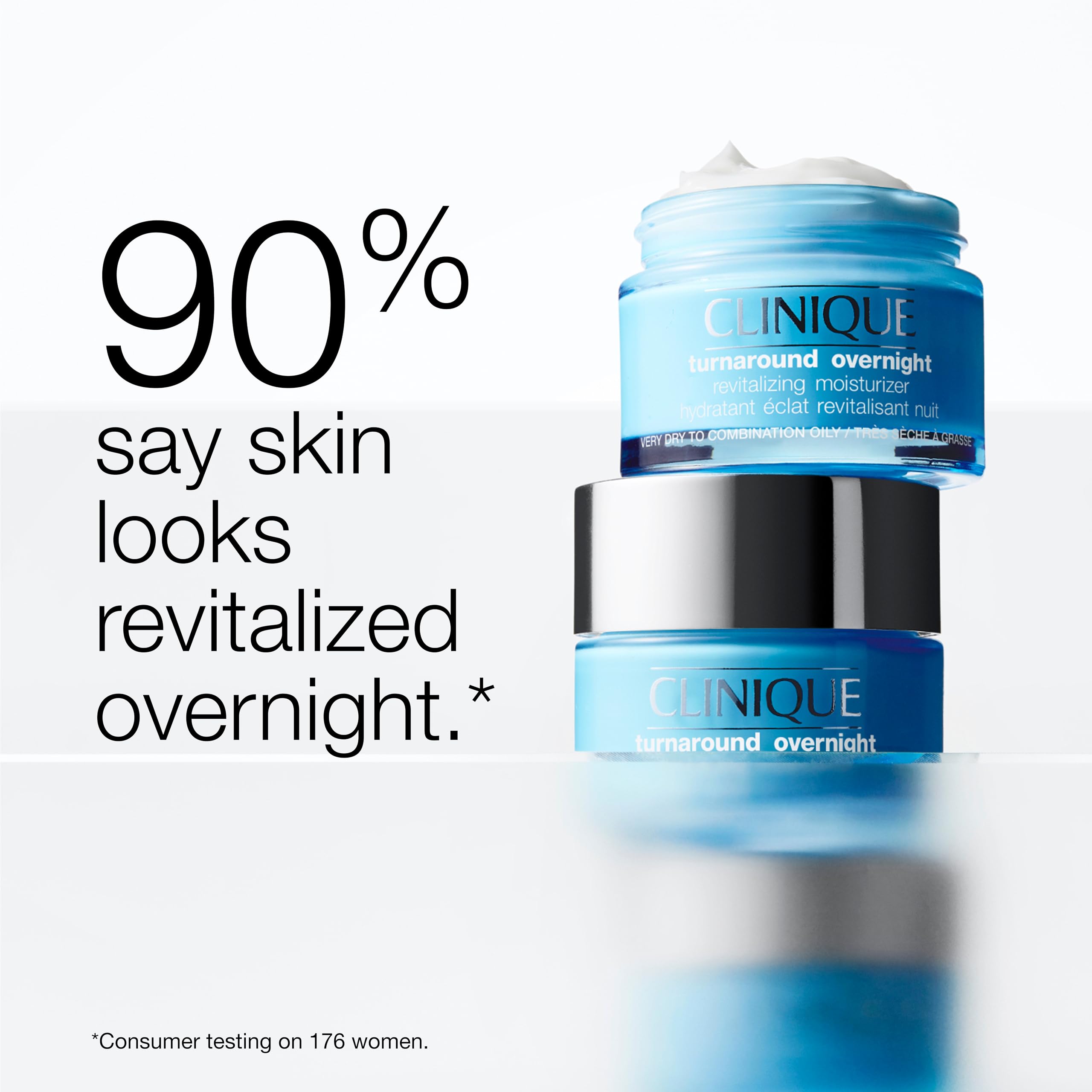 Clinique Turnaround Overnight Moisturizer product label highlighting fragrance-free and allergy-tested