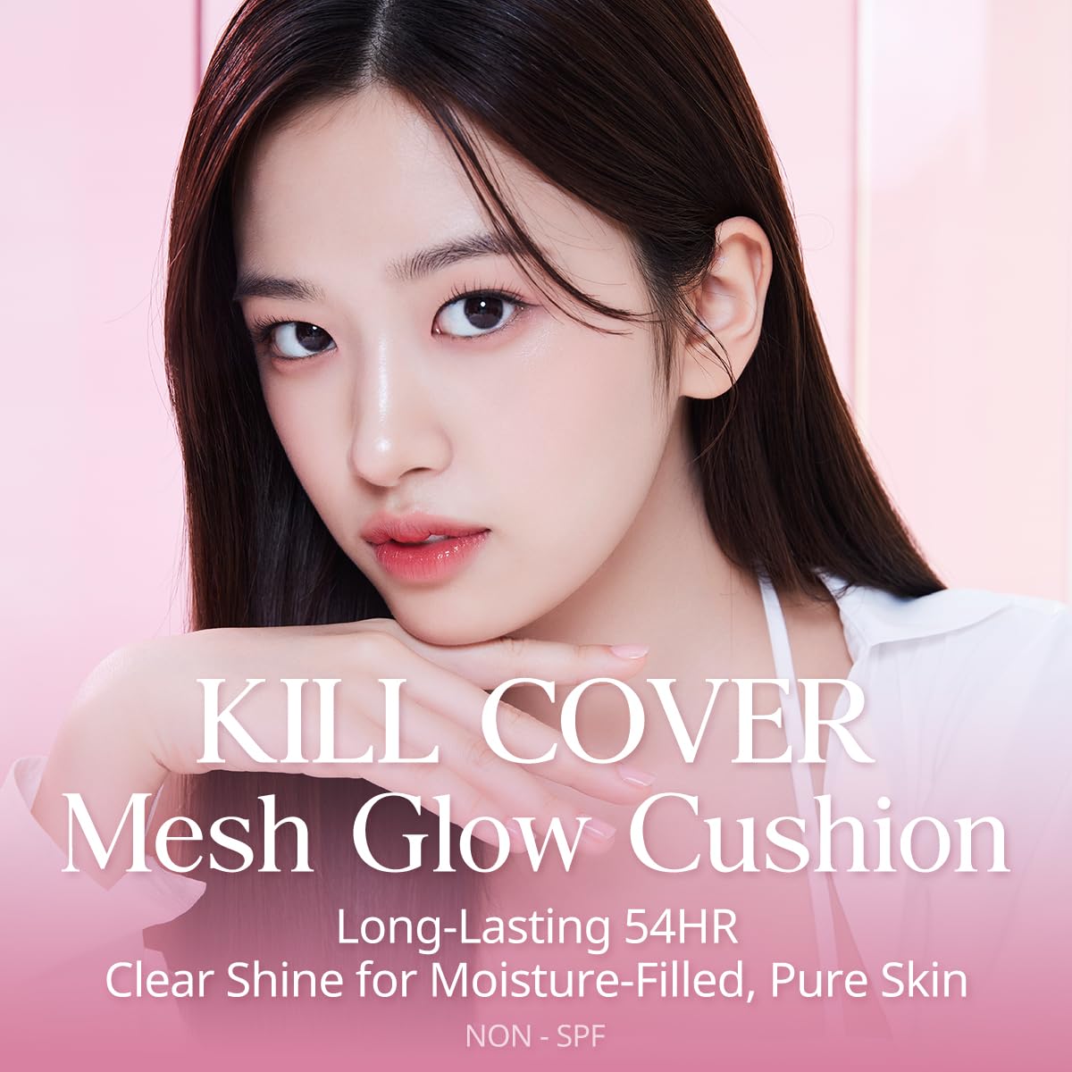 CLIO Kill Cover Mesh Glow Cushion waterdrop puff highlighting precise blending around nose and eyes