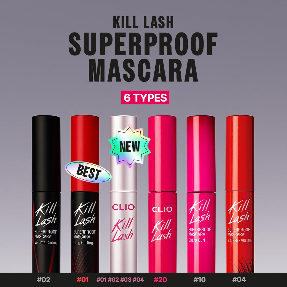 CLIO PROFESSIONAL Kill Lash Superproof Mascara guards curl retention through daily activities.