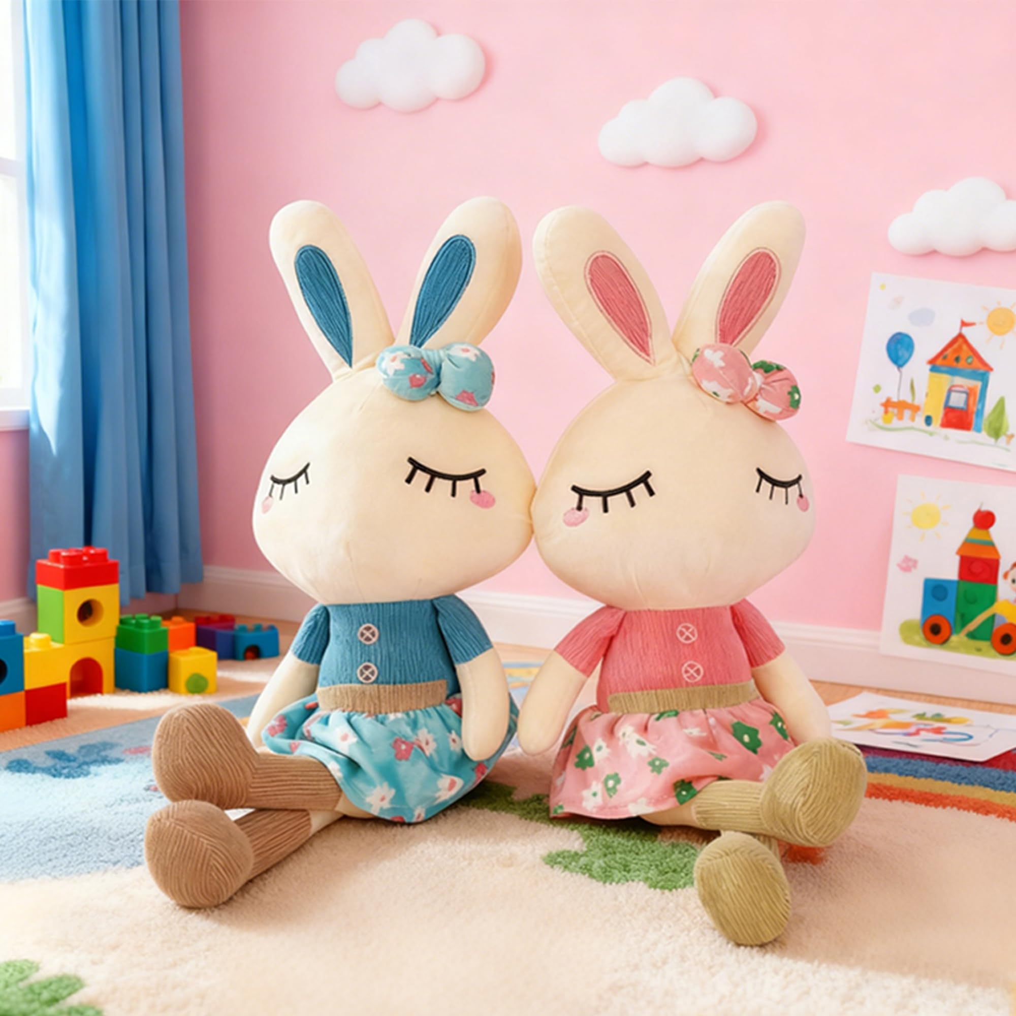 Cllayees bunny plush 18-3 inch height for kid-friendly play.
