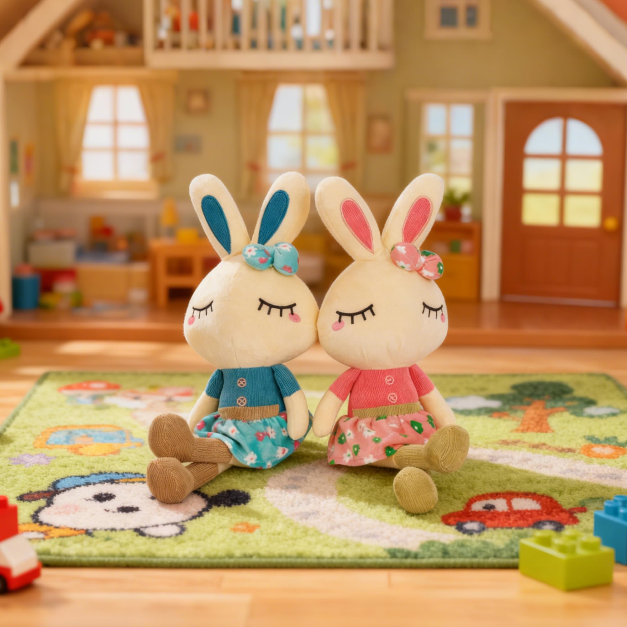 Cllayees bunny plush dress with flowers.