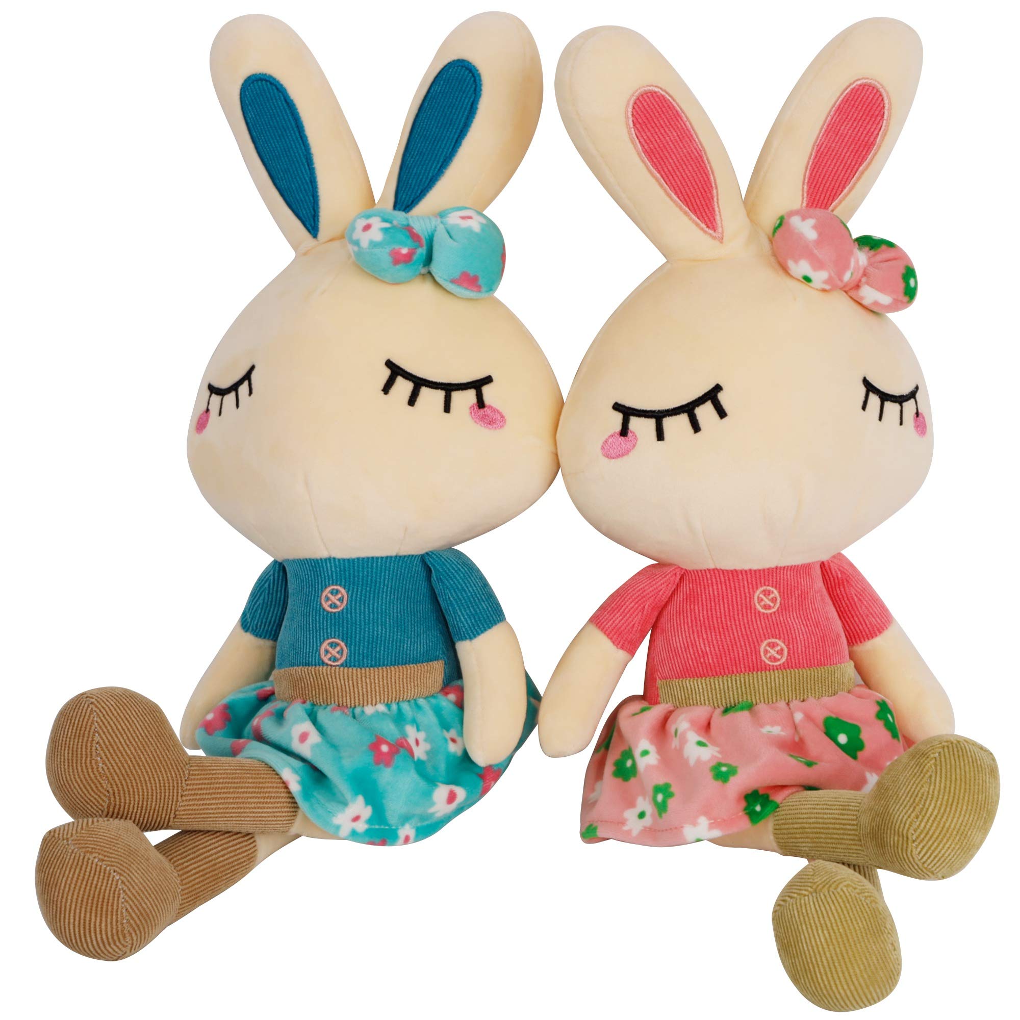 Cllayees Easter bunny plush pink close-up showing soft fur for cuddling.