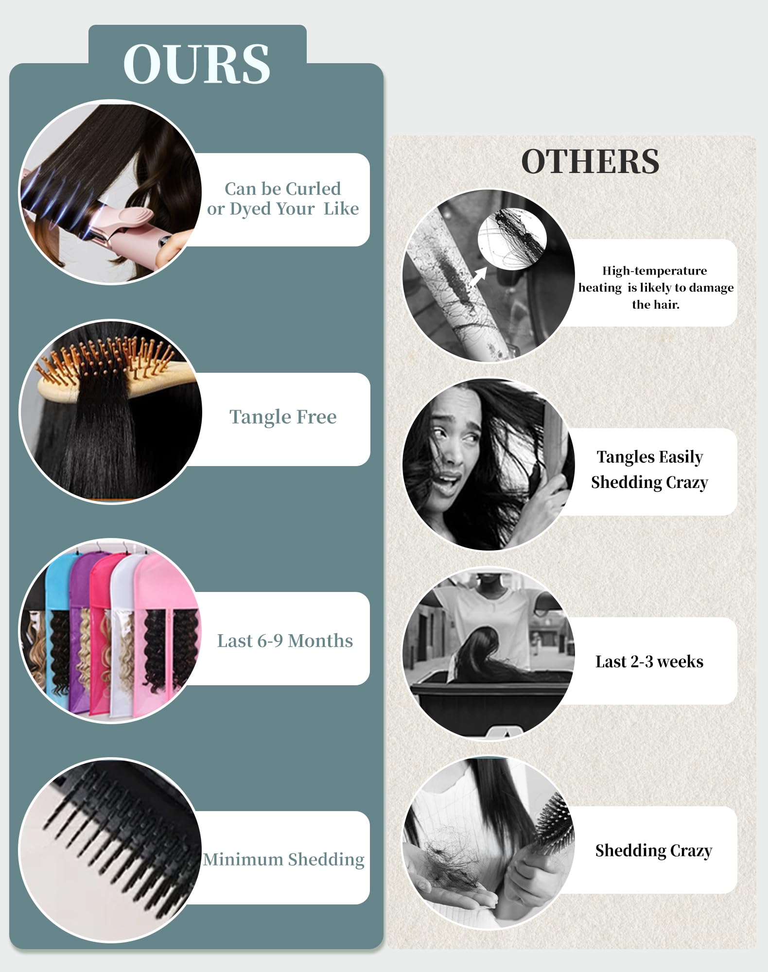 Cllok 30 inch straight wig back view shows even length and smooth silhouette
