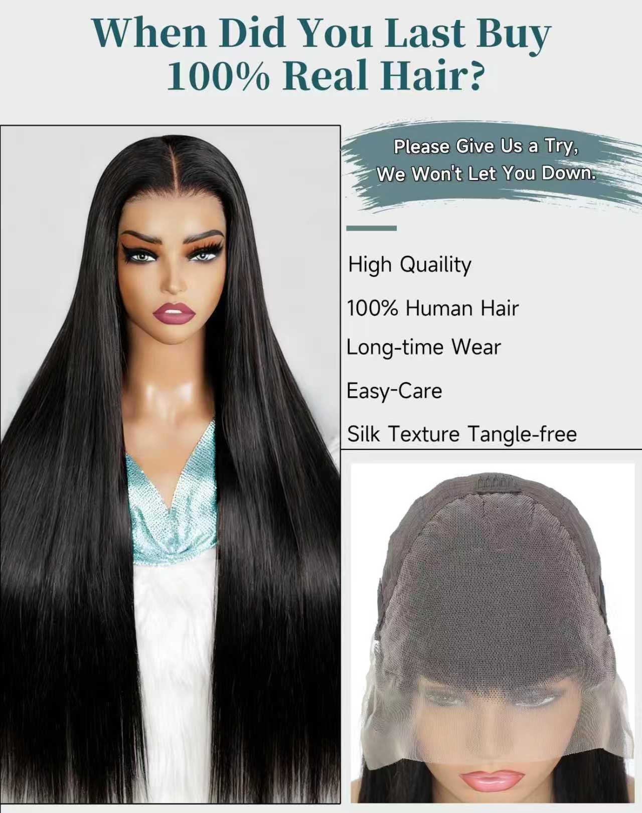 Cllok 30 inch straight wig side view for versatile daily styling