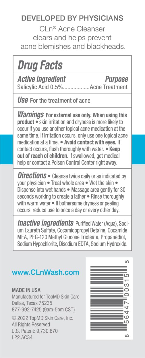 Close-up of CLn Acne Cleanser gel texture for gentle cleansing