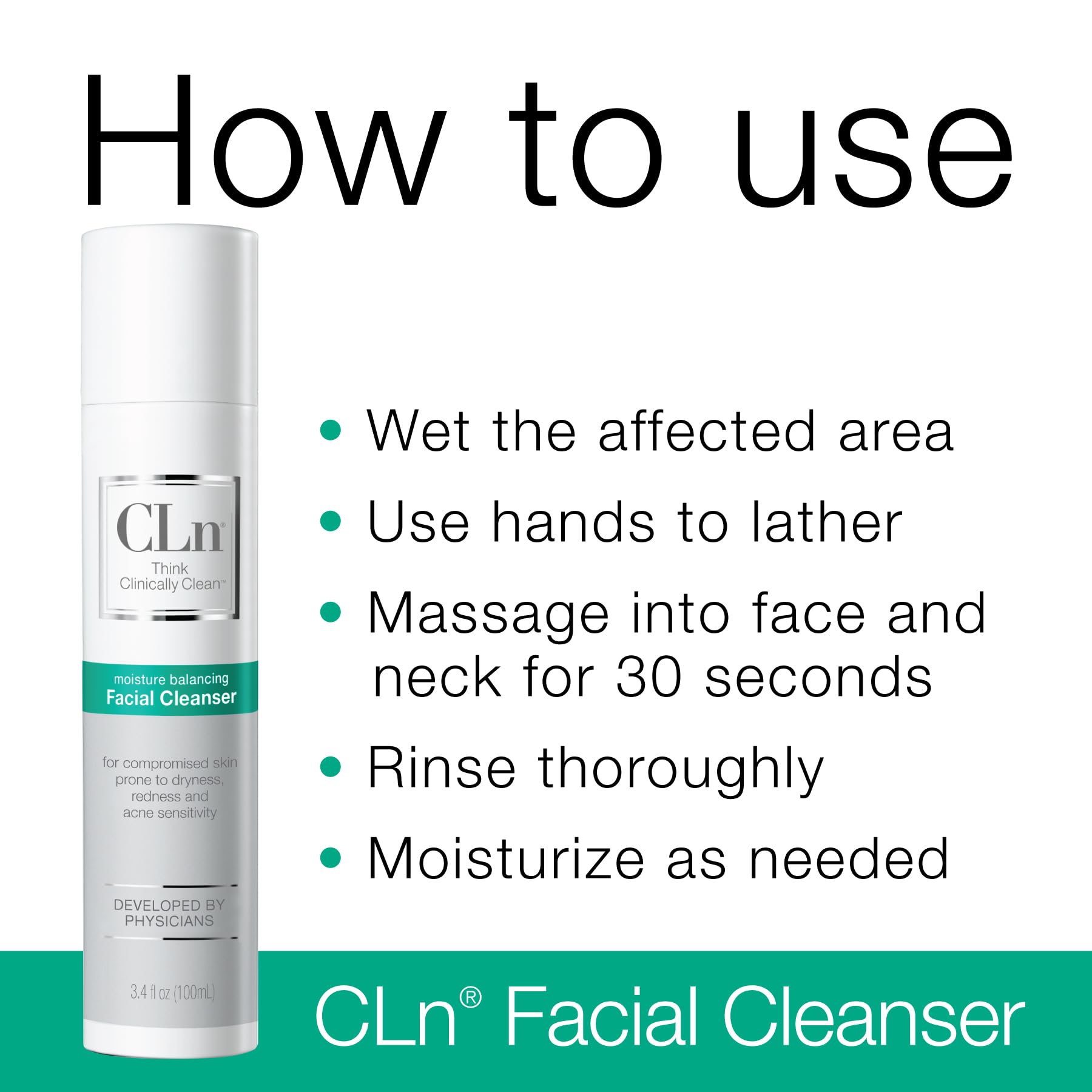 CLn fragrance-free packaging closeup emphasizes clean, irritation-free experience