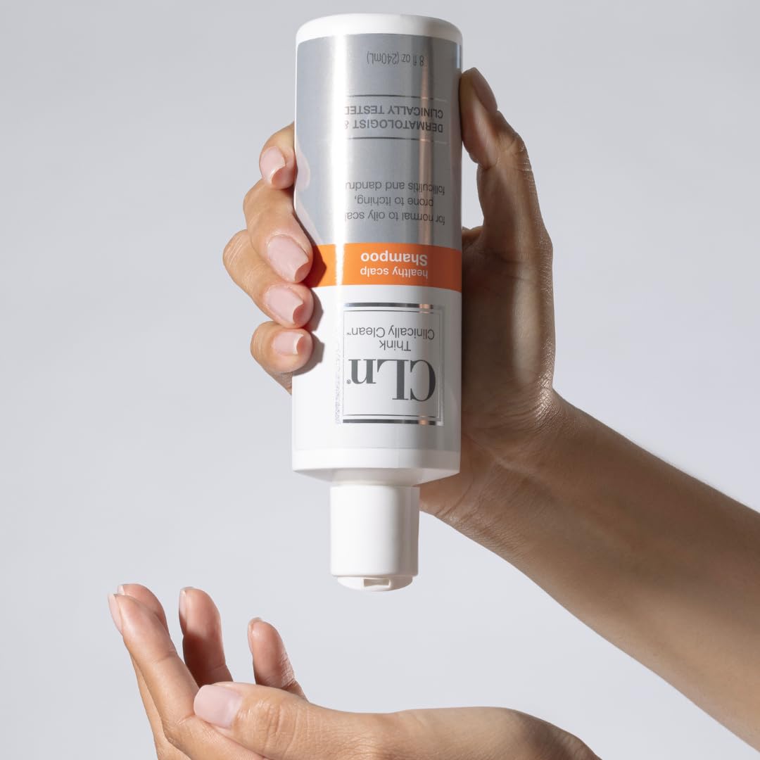 CLn Shampoo clarifying action image depicts active lather clearing scalp debris