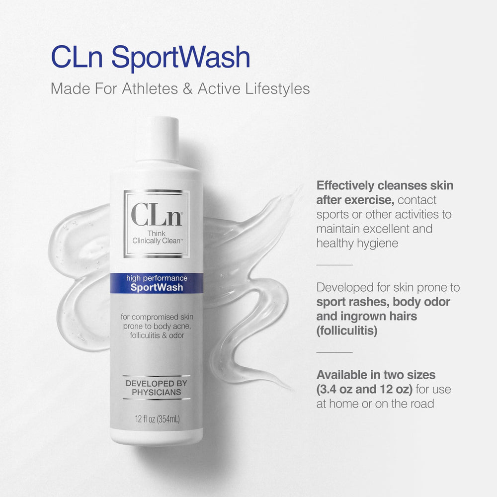 Bathroom scene with CLn SportWash on the shelf