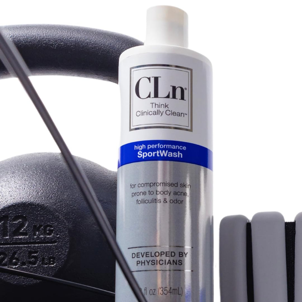 Close up of CLn SportWash label emphasizing hypoallergenic promise