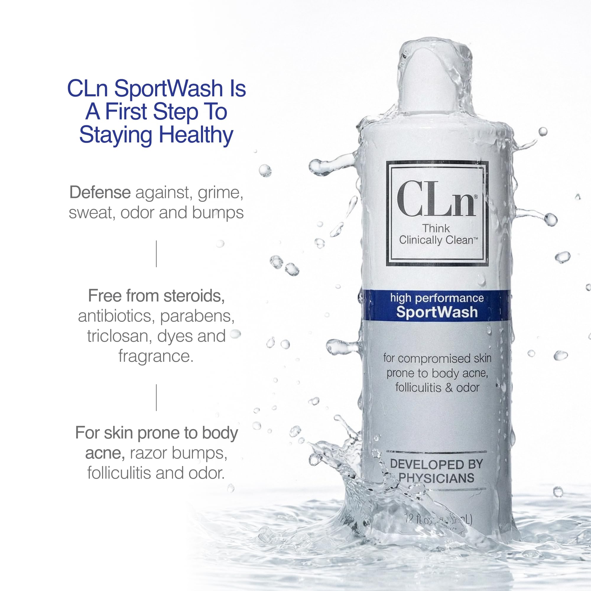 Shower scene with CLn SportWash for post workout cleansing