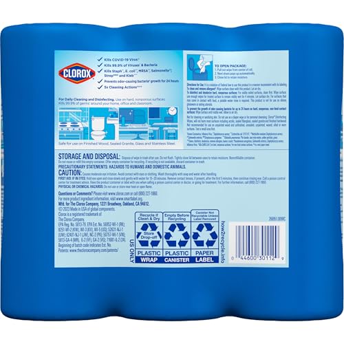 525-count canister of Clorox disinfecting wipes for everyday use.