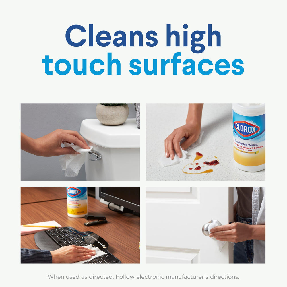 Clorox wipe targets bacteria like staph, salmonella, and E. coli.