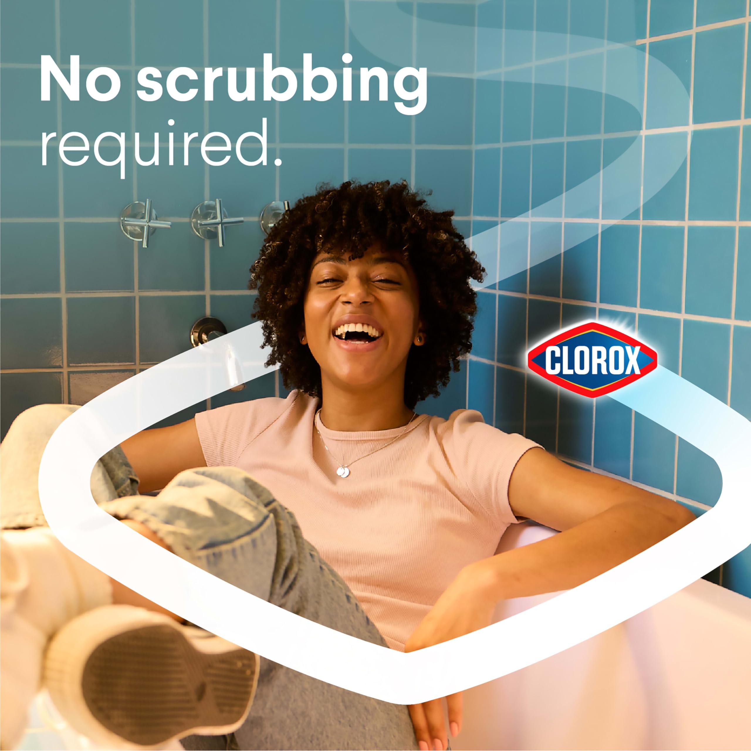 Clorox Clean-Up enamel-fiberglass-cleaner removing grime from bathtubs.