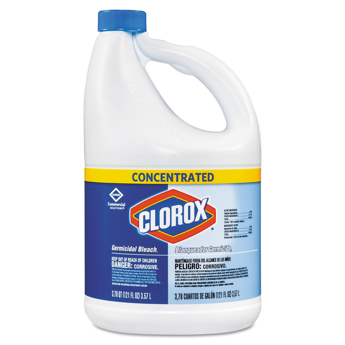 Clorox concentrated bleach bottle for fast surface disinfection and easy handling.