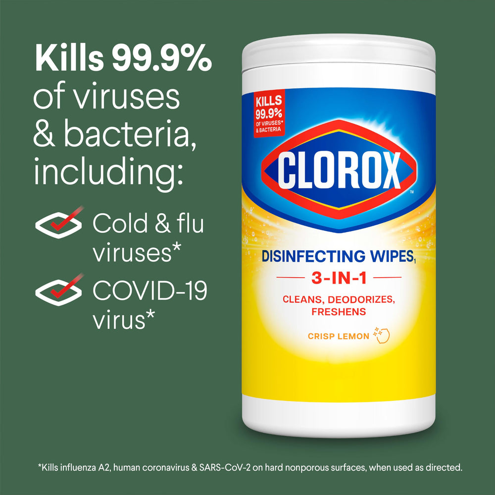 Clorox Disinfecting Wipes deliver a 3x better clean than a damp towel.