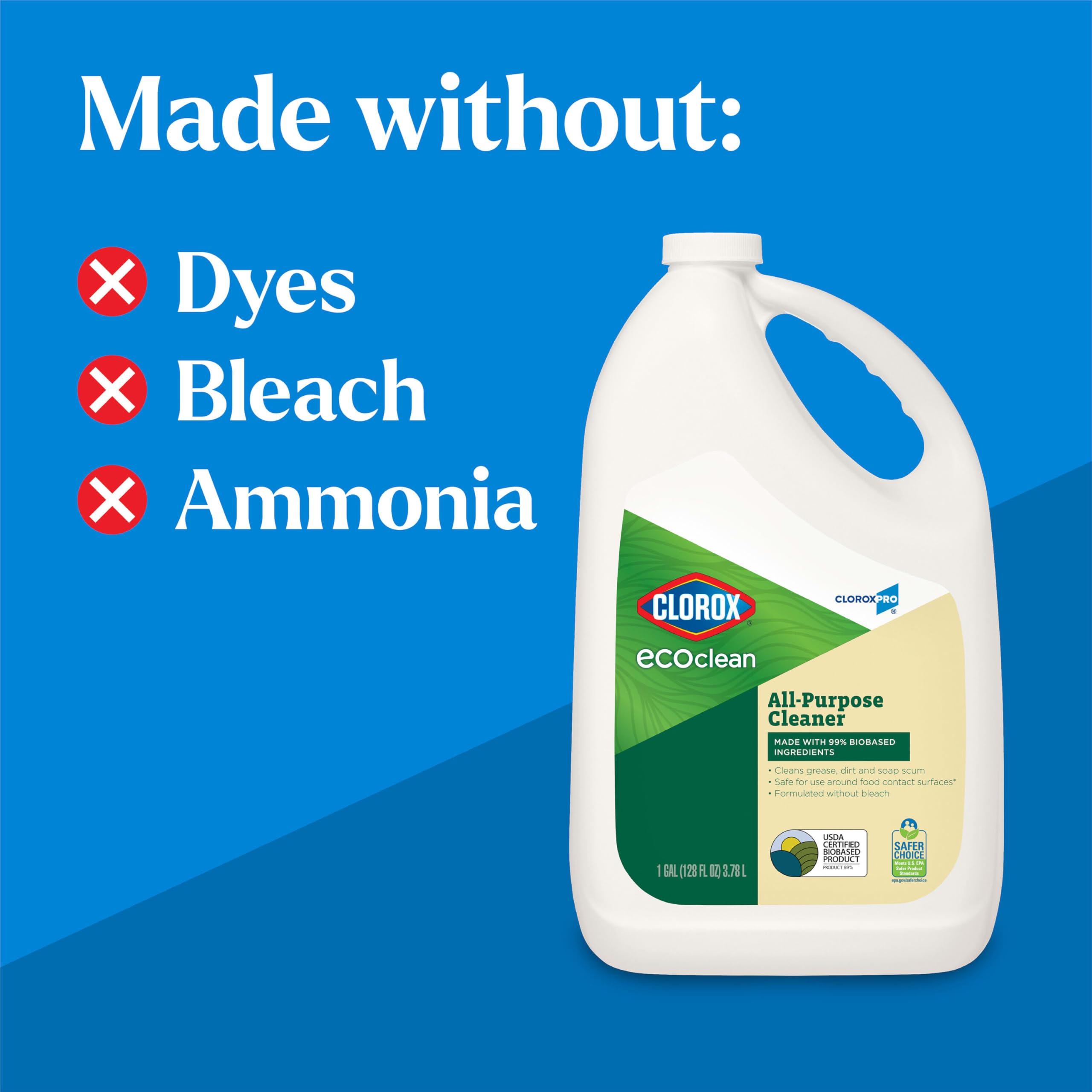 Clorox EcoClean cleans cooktops, hoods, and sinks without heavy residue.