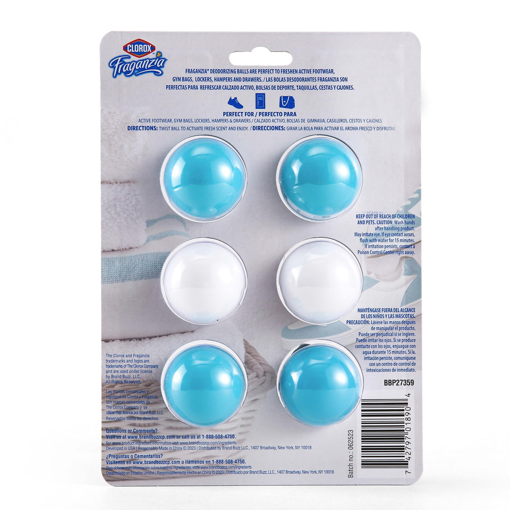 Clorox Fraganzia balls in hamper deliver light, clean fragrance.