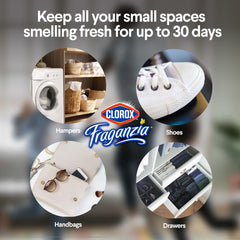 Clorox Fraganzia balls in a locker refreshes sports gear between uses.