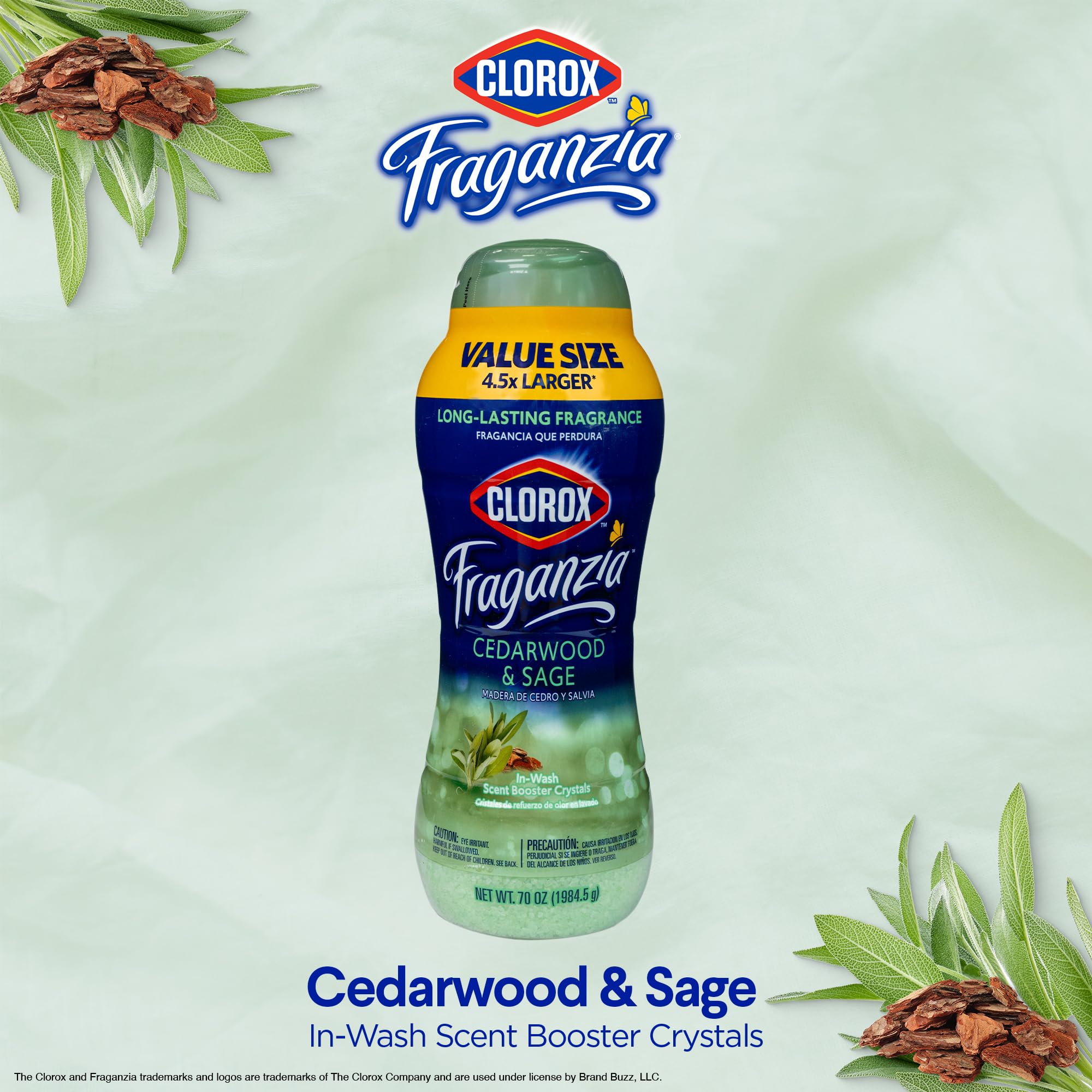 Clorox Fraganzia Cedarwood and Sage fragrance refreshes towels and linens in wash.