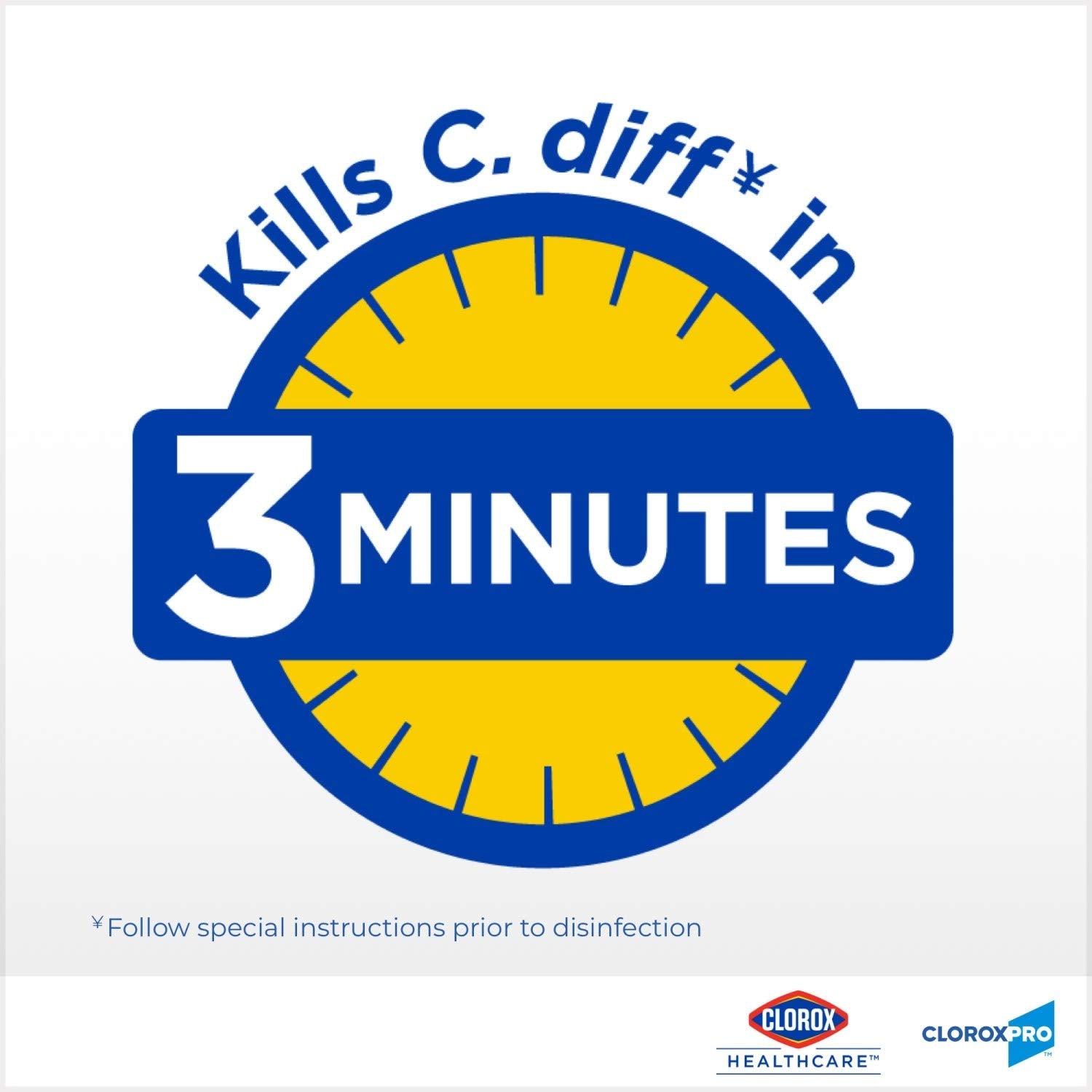 Label highlights a three-minute kill time for C. difficile and C. auris.