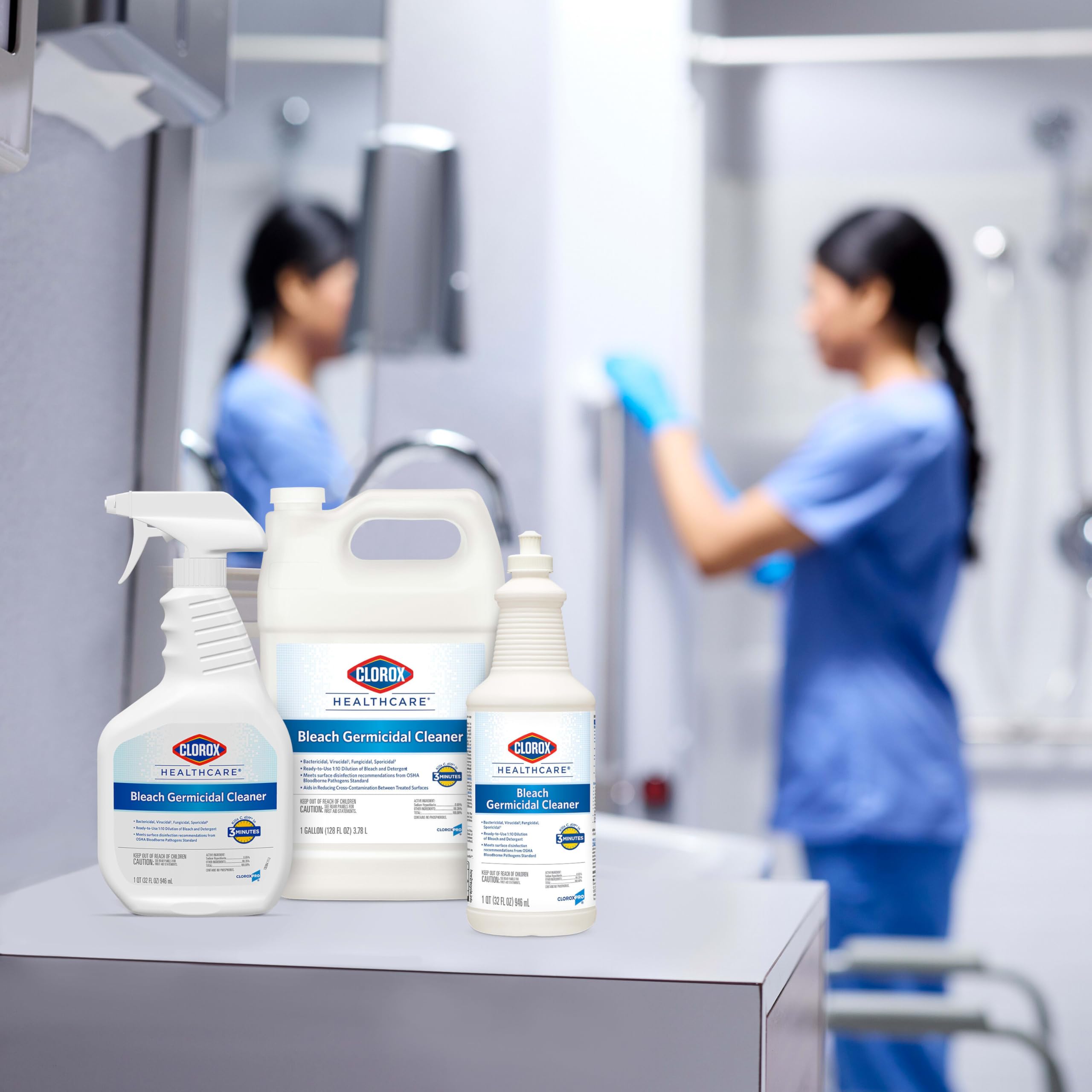 Packaging variation for Clorox Healthcare Bleach Germicidal Cleaner refill shown for facility shipments.
