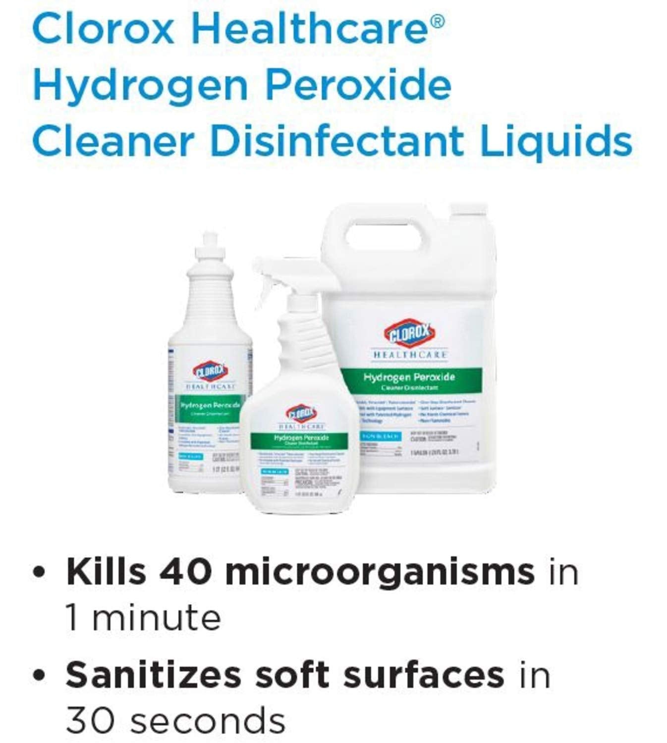 Visual of hospital environment with hydrogen peroxide disinfectant for healthcare use.