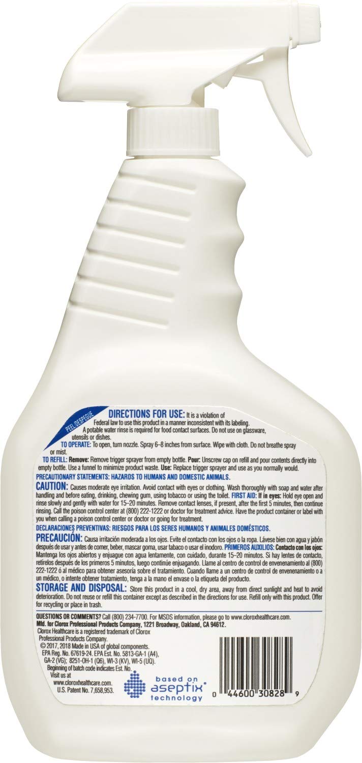 Clorox Healthcare Hydrogen Peroxide spray nozzle ready for fast surface disinfection.