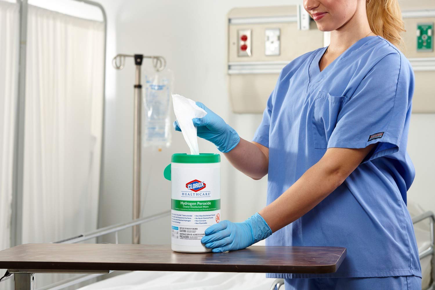Clorox Healthcare Hydrogen Peroxide Wipes bathroom-tiles decontamination use