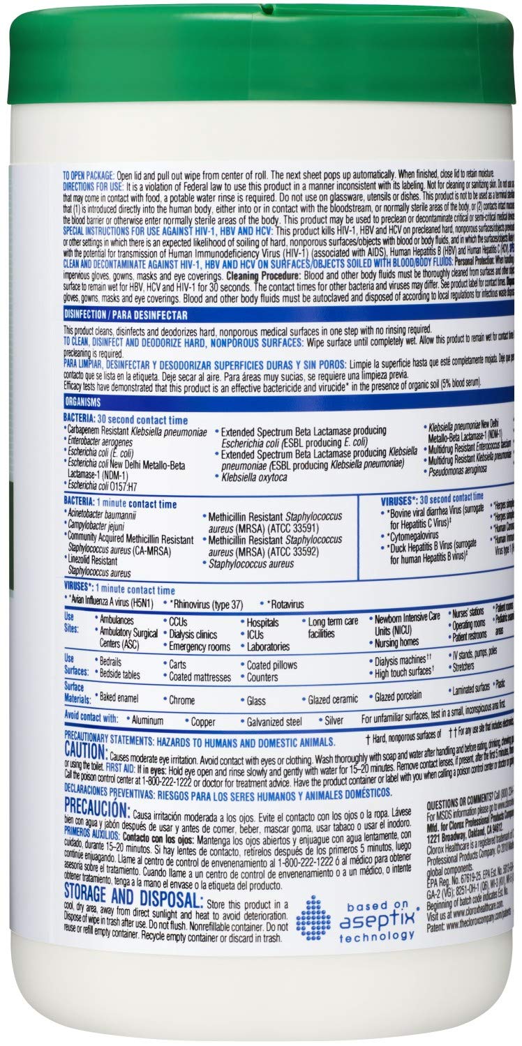 Clorox Healthcare Hydrogen Peroxide Wipes dispense-action for quick cleaning