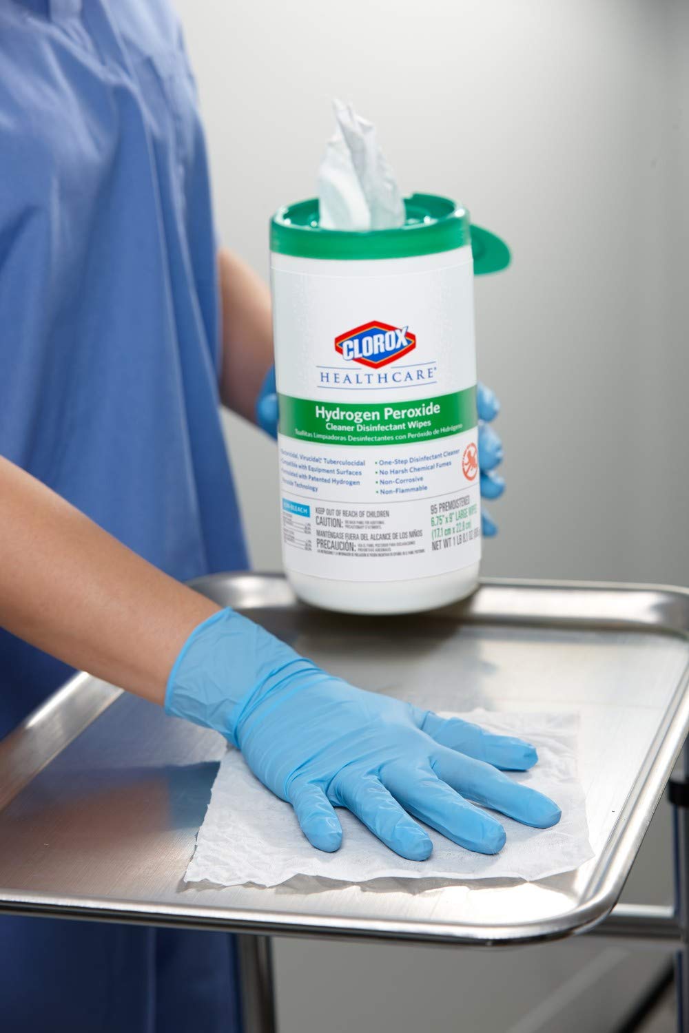 Clorox Healthcare Hydrogen Peroxide Wipes painted-metal surface safe cleaning