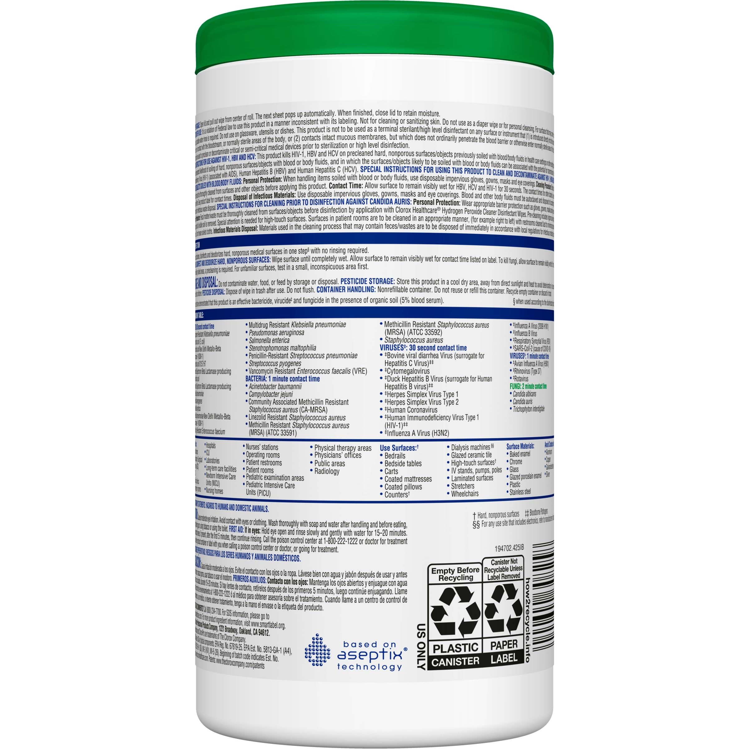 Clorox Healthcare wipes six-pack packaging variation may apply.
