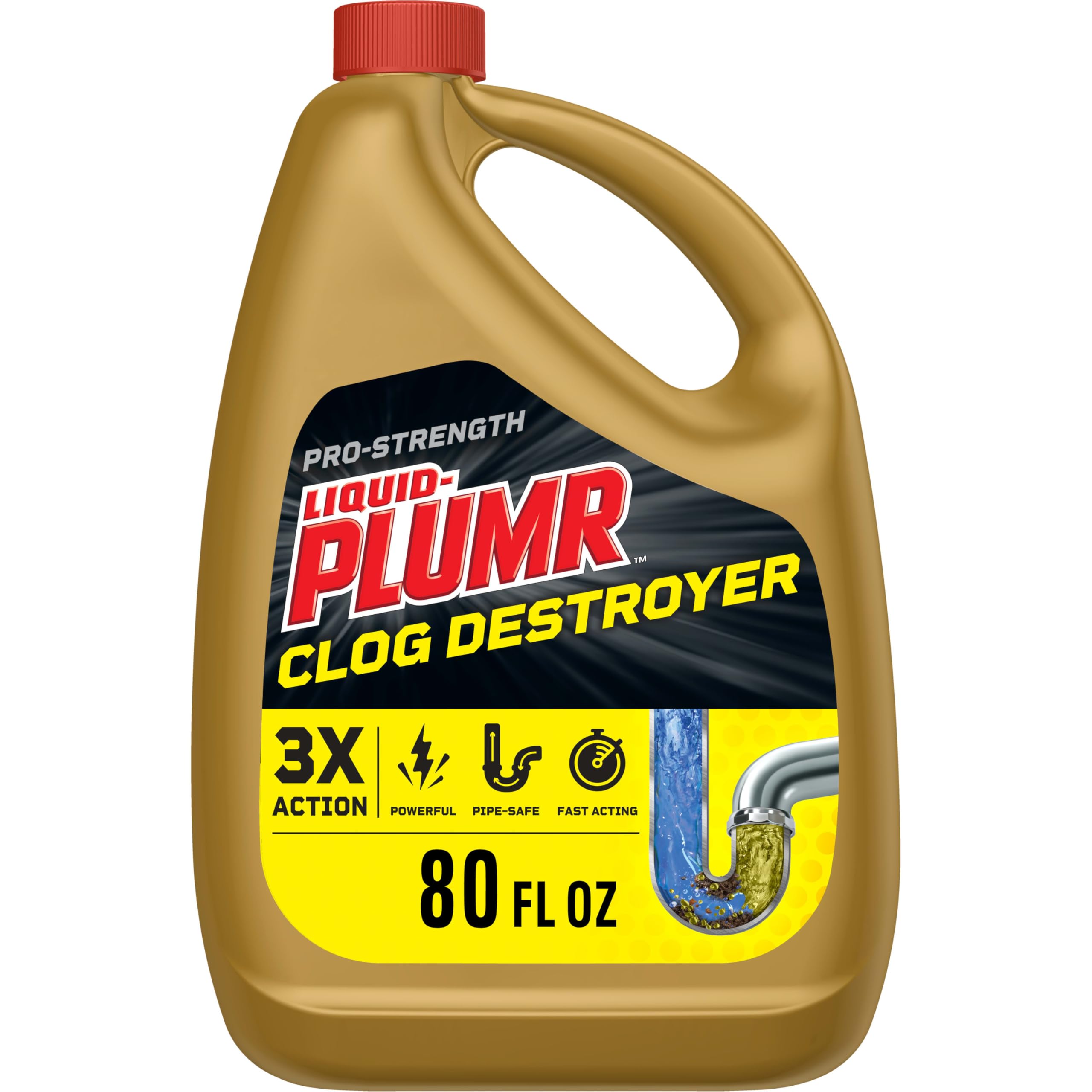 Clorox Liquid-Plumr Pro-Strength bottle pour dissolves clogs quickly