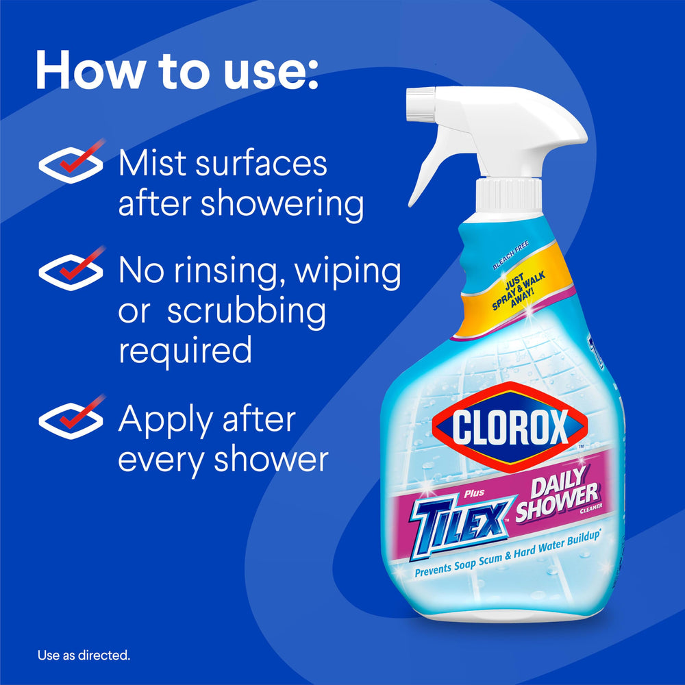 Spray application on wall tiles highlighting easy spray-and-walk-away use.