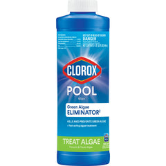 CLOROX Pool&Spa algaecide bottle being poured for algae control