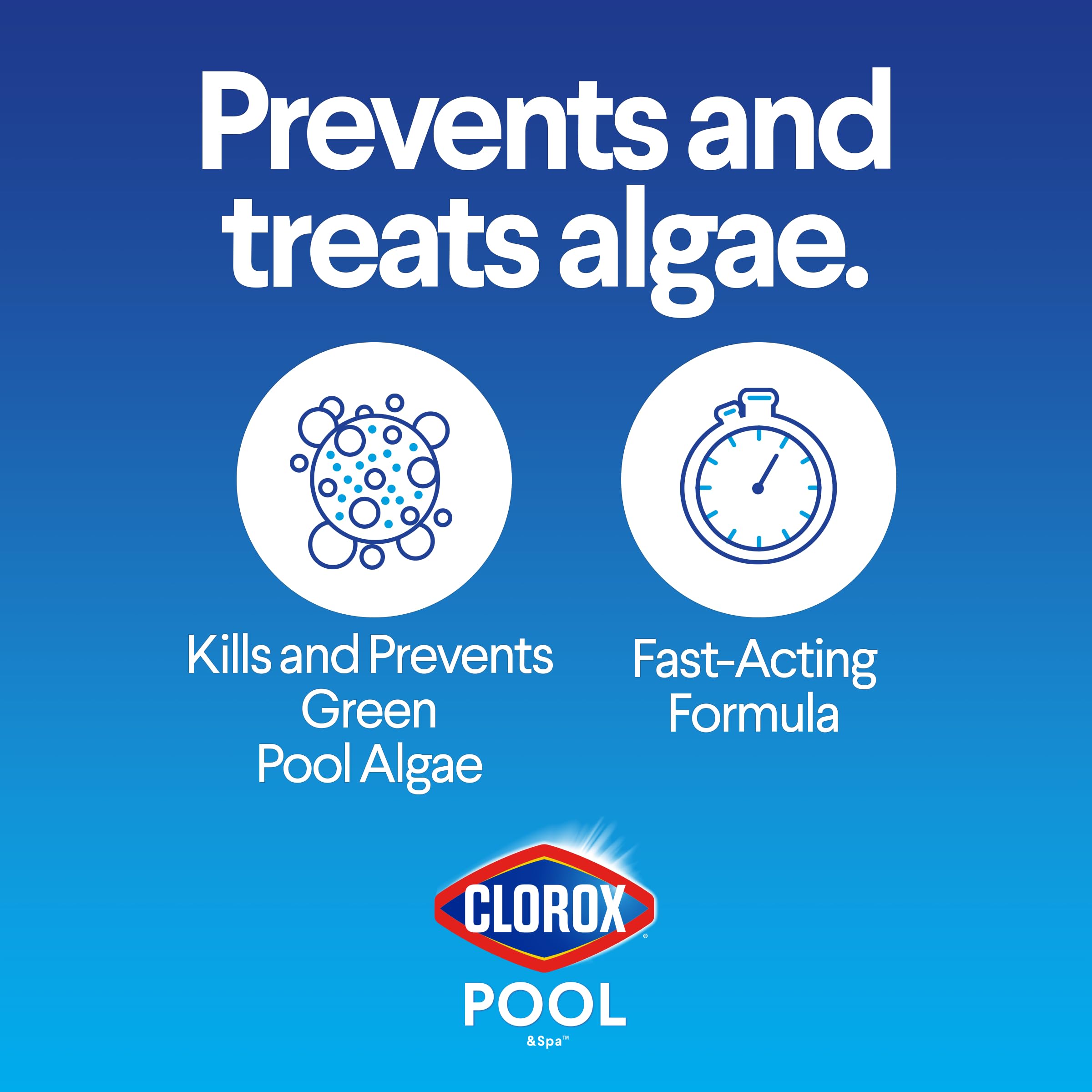 CLOROX Pool&Spa algaecide promotes crystal-clear pool water