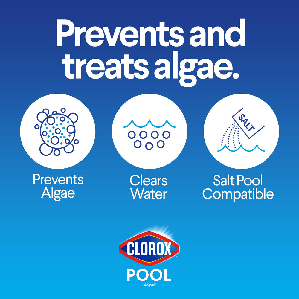 Clear blue water after treatment with Clorox Pool&Spa algaecide