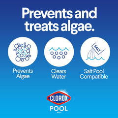 Clear blue water after treatment with Clorox Pool&Spa algaecide