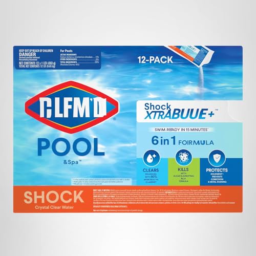 Clorox Pool and Spa Shock XTRABLUE Plus refreshes water after heavy use.