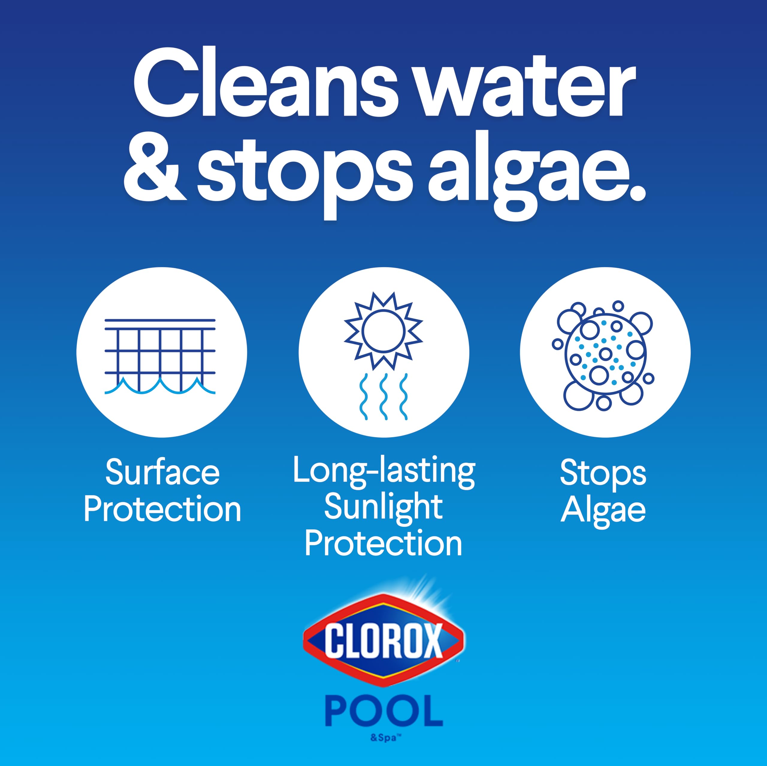 Clorox Pool&Spa XtraBlue tablet shown with slow-release formula for long-lasting sanitation.