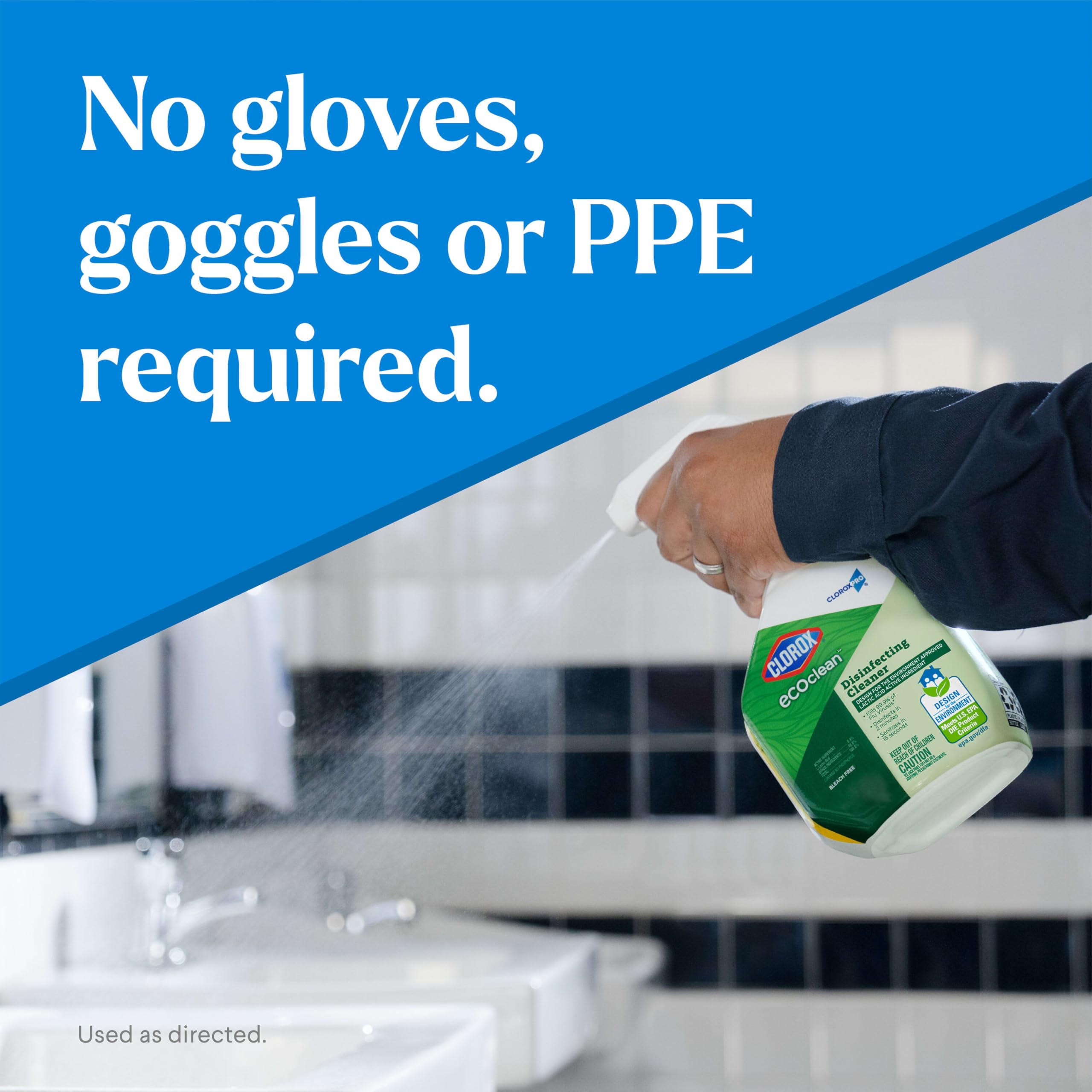 Clorox Pro EcoClean no bleach formula protecting surfaces while sanitizing