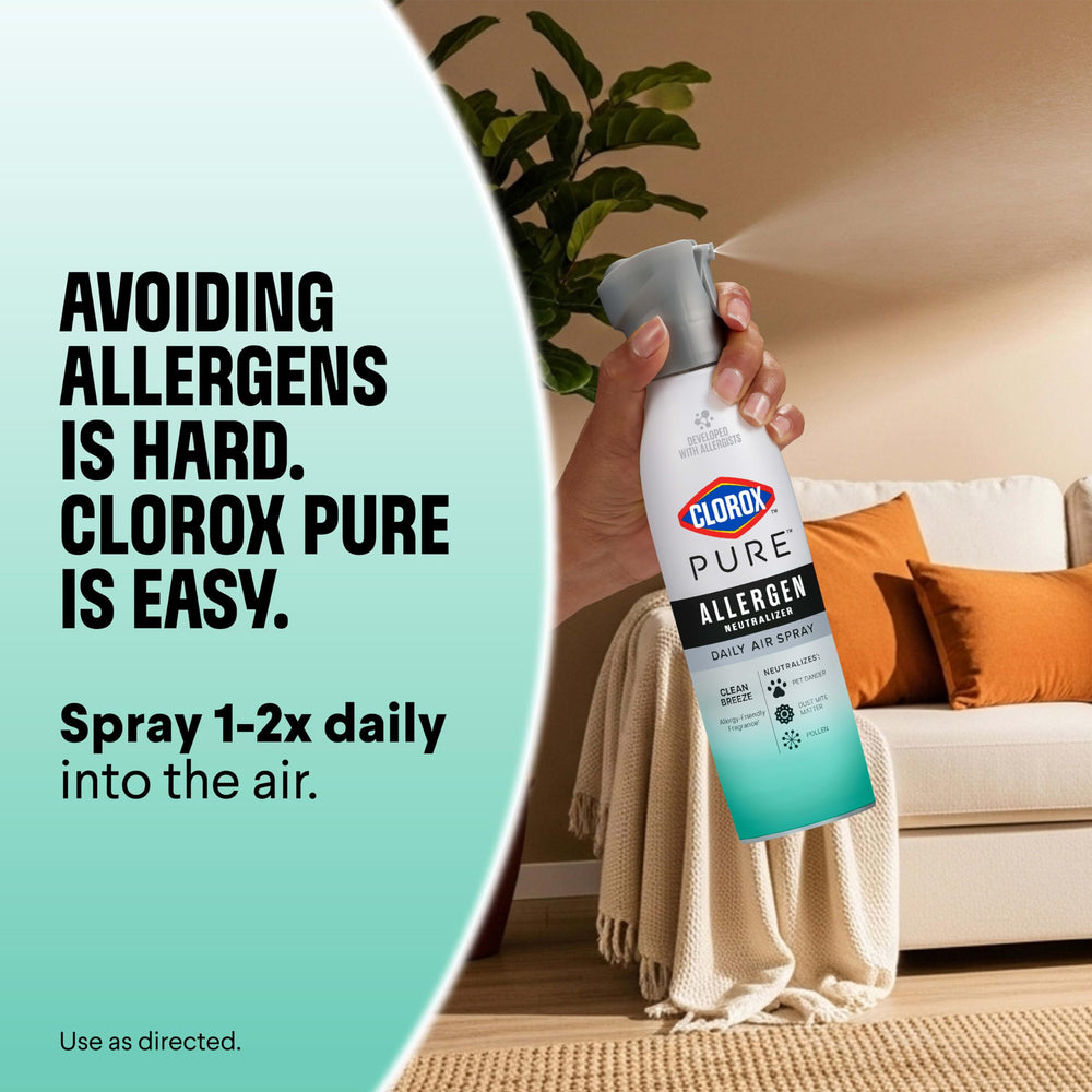 Dust mite and pollen illustration associated with Clorox Pure Allergen Neutralizer.