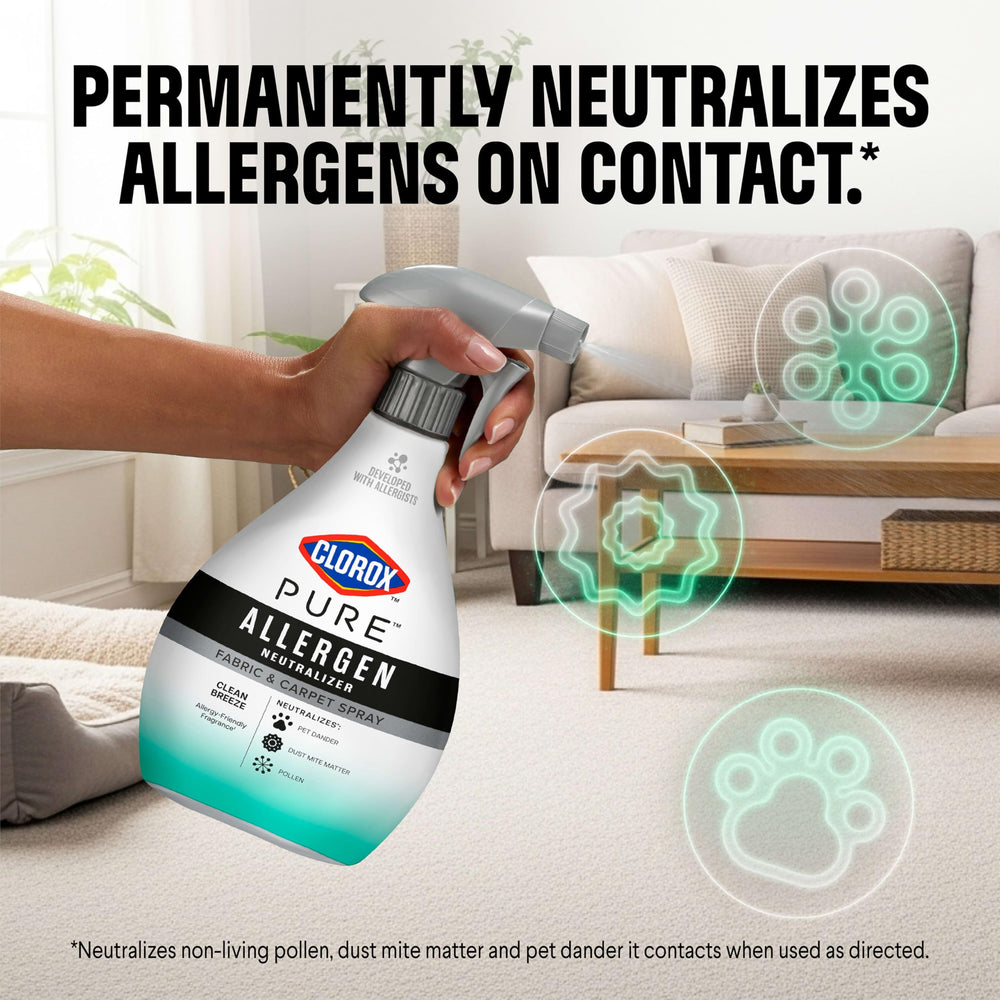 Clorox PURE bottle closeup showing Aller-Fresh technology on label