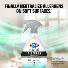 Clorox PURE on carpet and fabric spray in use in living room