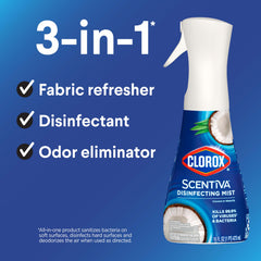 Fine mist sprayer on Clorox Scentiva Disinfecting Mist.