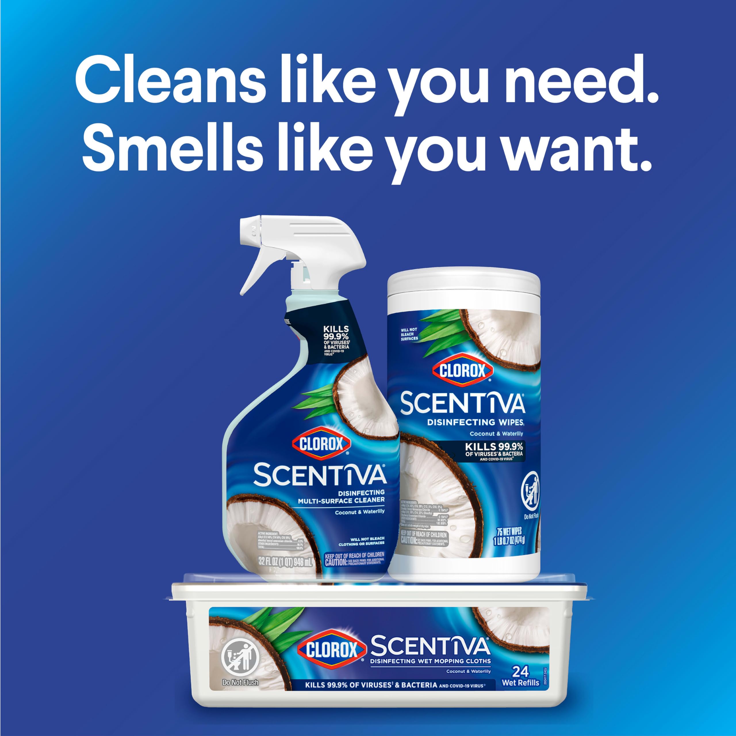 Clorox Scentiva cloth traps 4X more particles for a cleaner floor.