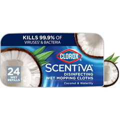 Clorox Scentiva wet mop refill with coconut-waterlily scent for easy floor cleaning.