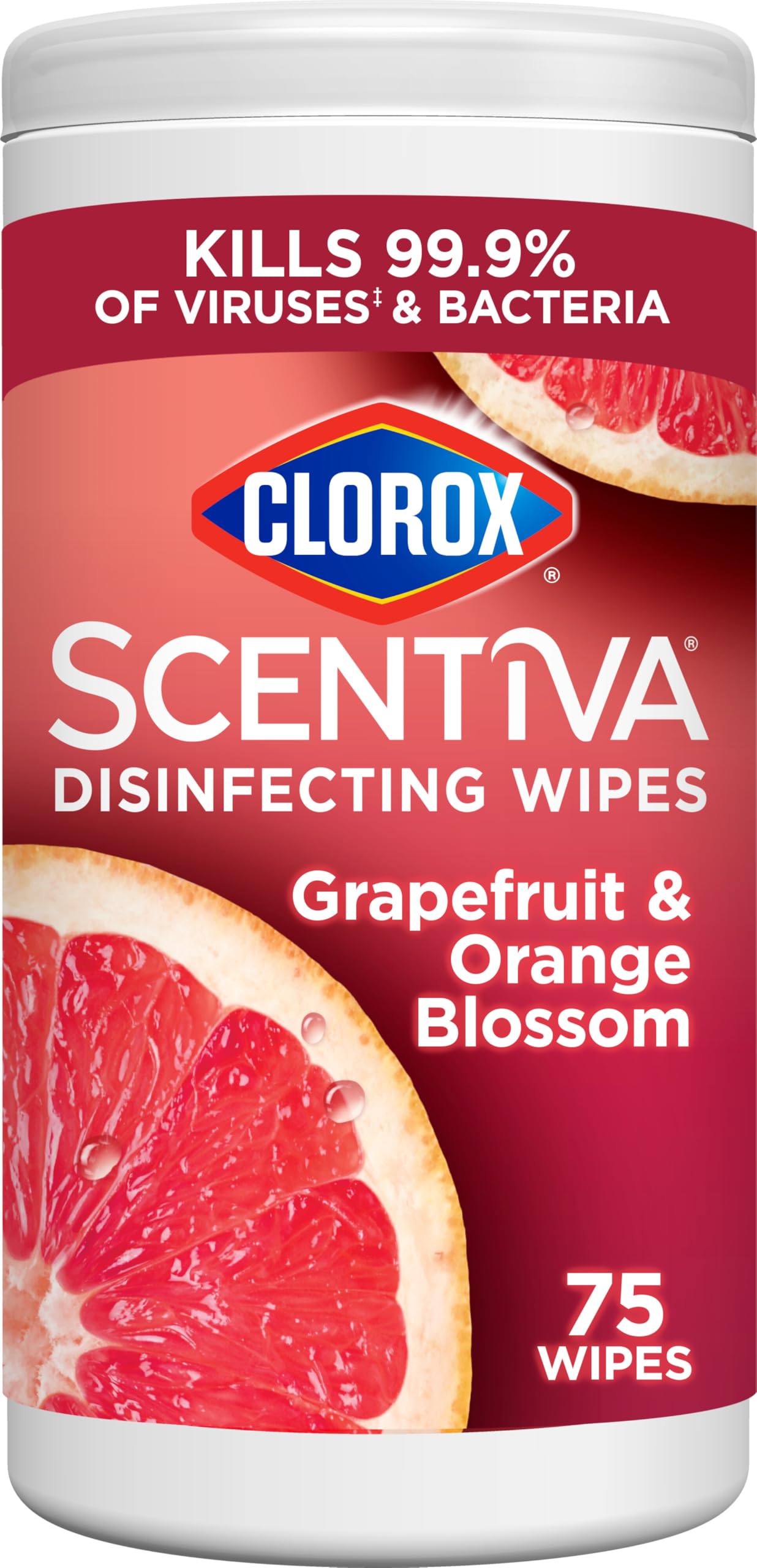 Clorox Scentiva canister front with grapefruit-orange blossom scent for freshness